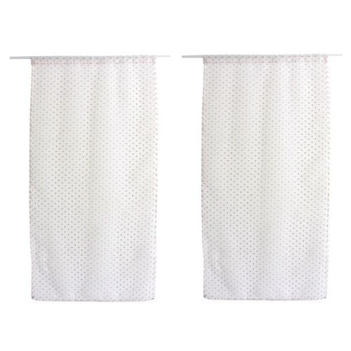 Paire De Voilages "lolita" 60x90cm Blanc et Rose