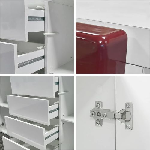 Buffet Moderne Blanc Et Noir Avec Façades Laquées Et Structure Mat