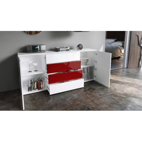 Buffet Moderne Blanc Et Noir Avec Façades Laquées Et Structure Mat