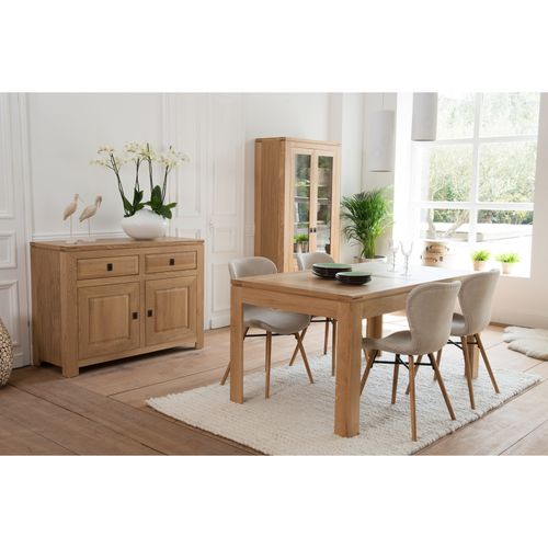 Table Rectangulaire à Rallonges L160/240  + 4 Chaises Tissu - Boston