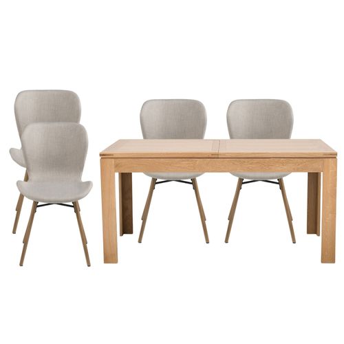 Table Rectangulaire à Rallonges L160/240  + 4 Chaises Tissu - Boston