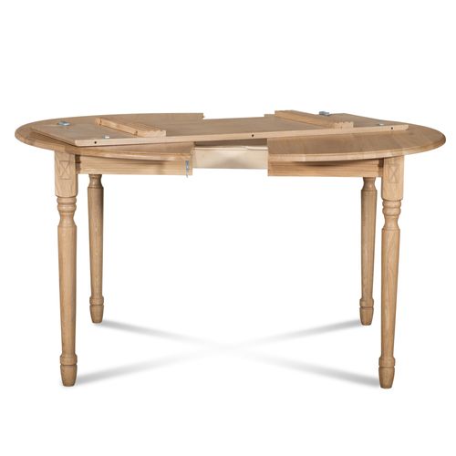 Table Ronde Extensible Pieds Tournés D105 + 4 Chaises Tissu - Victoria