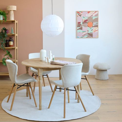 Table Ronde Extensible Pieds Tournés D105 + 4 Chaises Tissu - Victoria