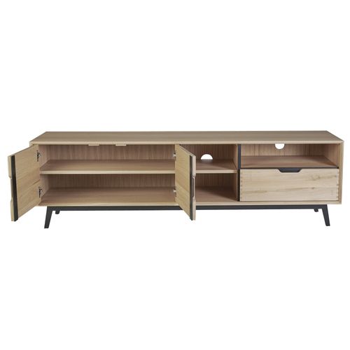 Meuble TV Bas Nordique En Bois 3 Portes 3 Niches - Joyce