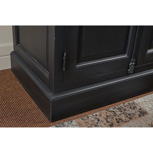 Buffet Vaisselier En Bois Noir 2 Portes Vitrées - Dalila