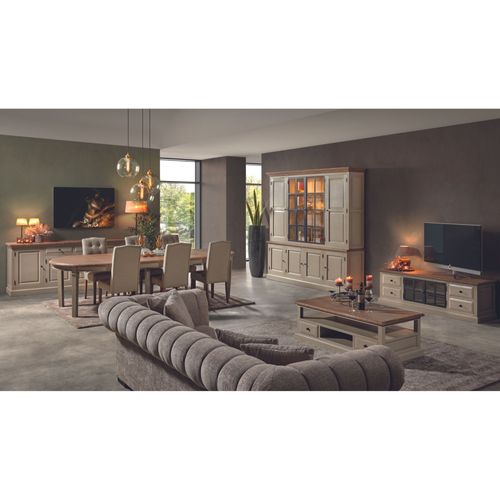 Table à Manger Ronde Extensible Piétement Crème L130/310 - Villas