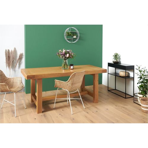 Table De Ferme En  Chêne Clair Massif + 2 Allonges L180/280 - La Bresse