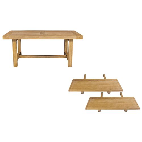 Table De Ferme En  Chêne Clair Massif + 2 Allonges L180/280 - La Bresse