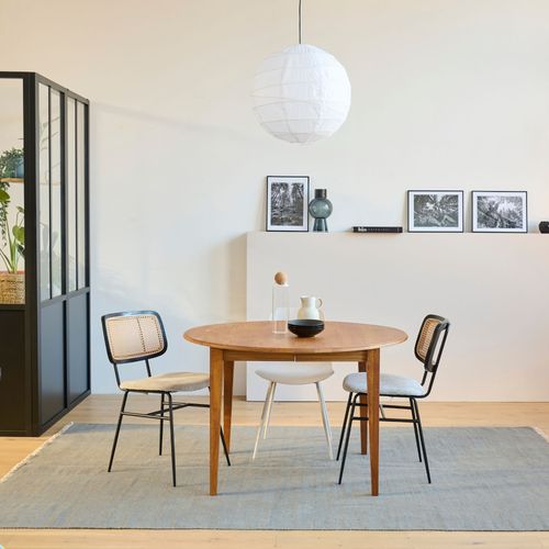 Table Ronde Extensible Bois Chêne Moyen Massif D115 - Victoria