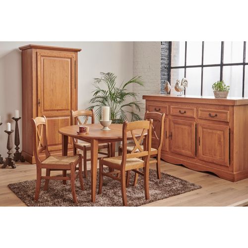 Table Ronde Extensible Bois Chêne Moyen Massif D115 - Victoria