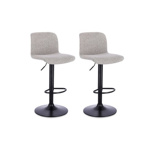 Tabourets De Bar Réglables En Métal Noir Et Tissu (lot De 2) - Raphael