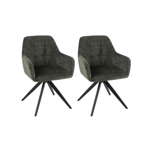 Chaises En Métal Et Velours Texturé (lot De 2) - Lucie