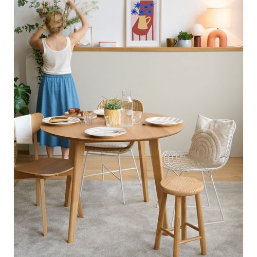 Table Ronde En Chêne D105 + 4 Chaises Chêne - Leta