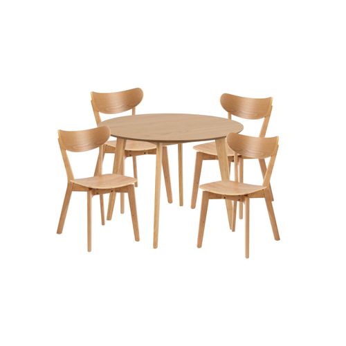 Table Ronde En Chêne D105 + 4 Chaises Chêne - Leta
