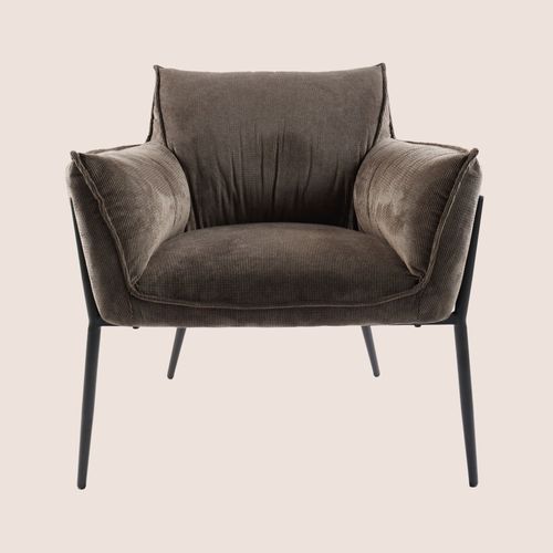 Fauteuil à Accoudoirs Pieds Métal Et Velours - Roxane