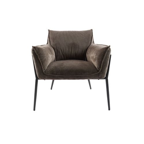 Fauteuil à Accoudoirs Pieds Métal Et Velours - Roxane