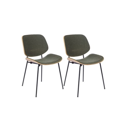 Chaises Rétro En Chêne Et Tissu (lot De 2) - Ellea