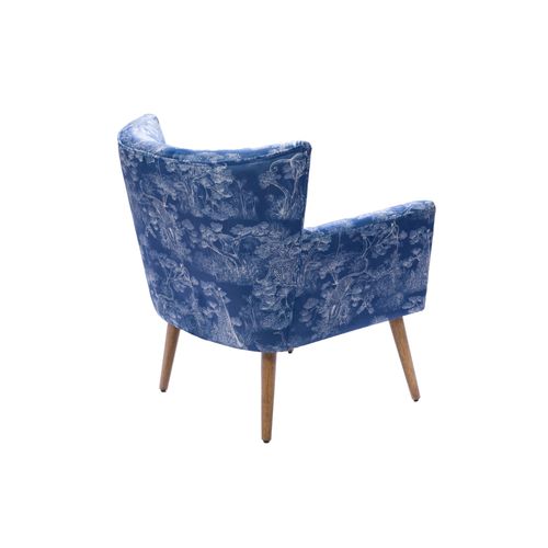 Fauteuil à Accoudoirs En Tissu Peau De Pêche Bleu à Motifs - Heron