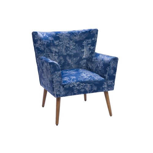 Fauteuil à Accoudoirs En Tissu Peau De Pêche Bleu à Motifs - Heron