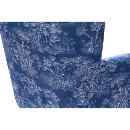 Fauteuil à Accoudoirs En Tissu Peau De Pêche Bleu à Motifs - Heron