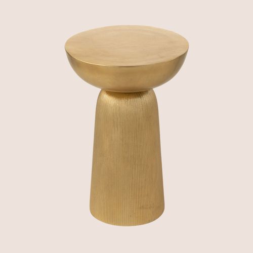 Bout De Canapé Rond En Aluminium Doré - Rossi