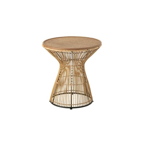 Bout De Canapé Ethnique En Rotin Et Métal Noir - Anaya