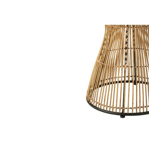 Bout De Canapé Ethnique En Rotin Et Métal Noir - Anaya