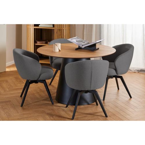 Chaise De Salle à Manger Pivotante En Métal Et Tissu - Lena