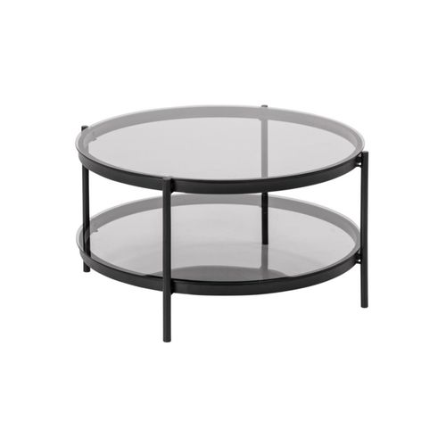 Table Basse Ronde En Verre Et Métal Noir - Benny