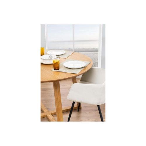 Table à Manger Ronde Pieds Croisés Chêne Naturel 4 Places D120 - Moly