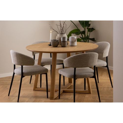 Table à Manger Ronde Pieds Croisés Chêne Naturel 4 Places D120 - Moly