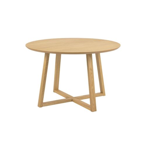 Table à Manger Ronde Pieds Croisés Chêne Naturel 4 Places D120 - Moly
