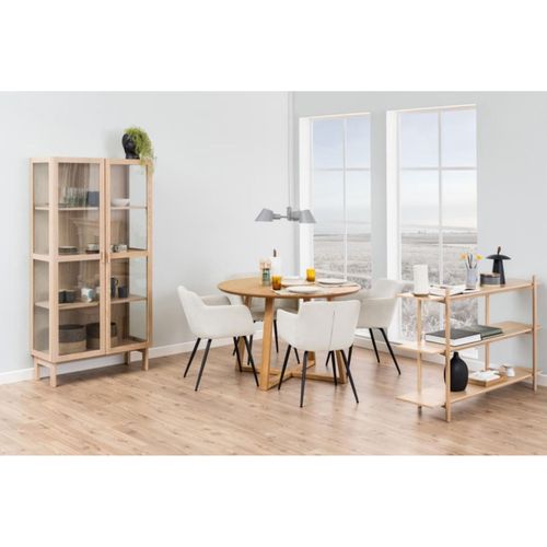 Table à Manger Ronde Pieds Croisés Chêne Naturel 4 Places D120 - Moly