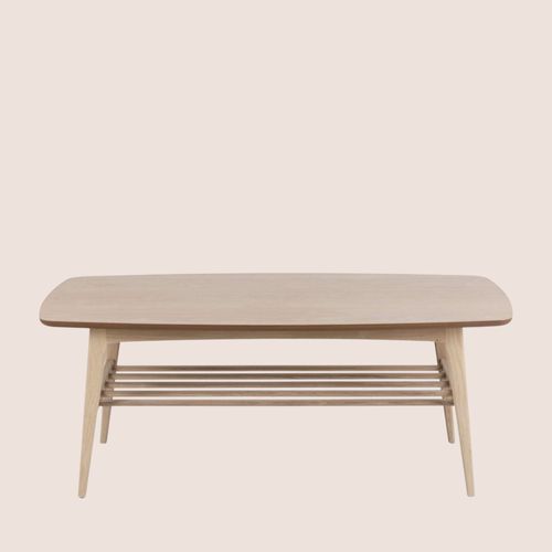 Table Basse Rectangulaire En Chêne Blanchi 1 Tablette - Kirsten