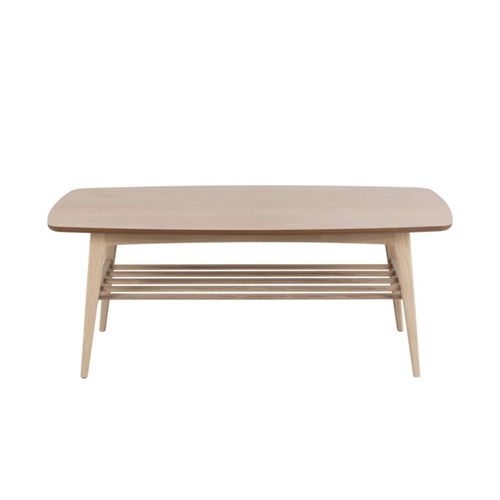 Table Basse Rectangulaire En Chêne Blanchi 1 Tablette - Kirsten