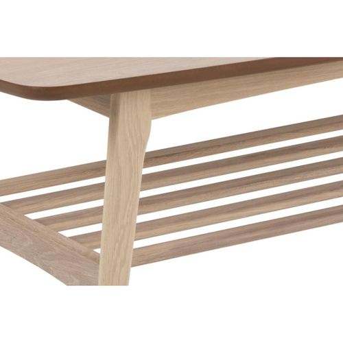 Table Basse Rectangulaire En Chêne Blanchi 1 Tablette - Kirsten