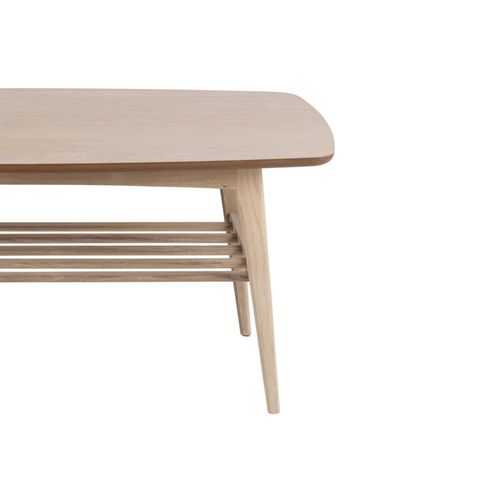 Table Basse Rectangulaire En Chêne Blanchi 1 Tablette - Kirsten