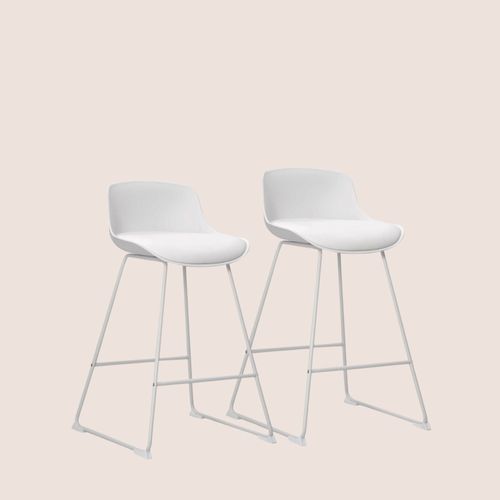 Tabourets De Bar Bas En Métal Et Simili (lot De 2) - Lilian