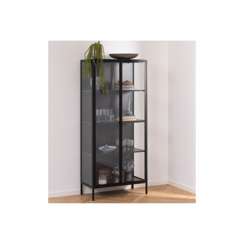 Vitrine Scandinave En Métal Noir 2 Portes Vitrées - Harlow