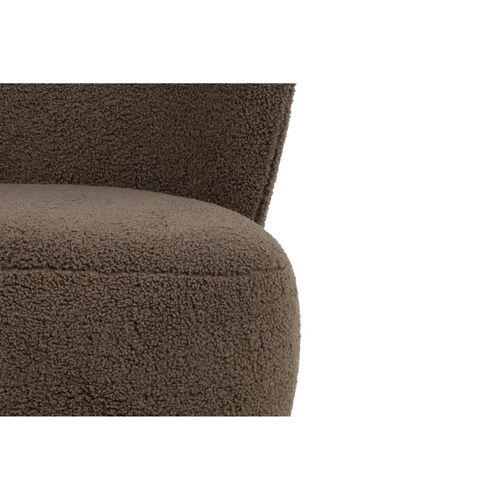 Fauteuil En Tissu Bouclette Marron Et Pieds En Bois - Eros