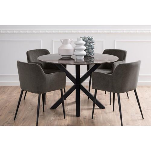 Table à Manger Ronde En Marbre Marron L120 6 Personnes - Neiva