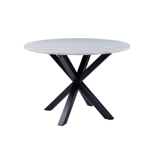 Table à Manger Ronde En Marbre Blanc L110 4 Personnes - Neiva