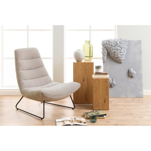 Fauteuil Lounge En Tissu Bouclette Beige - Weston