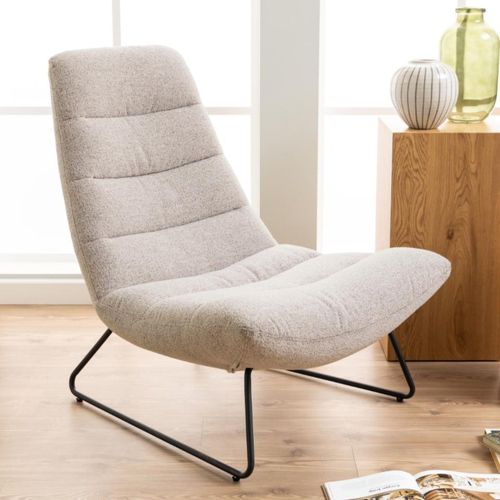 Fauteuil Lounge En Tissu Bouclette Beige - Weston