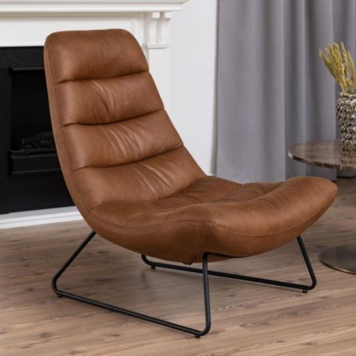 Fauteuil Lounge En Simili Cognac - Weston