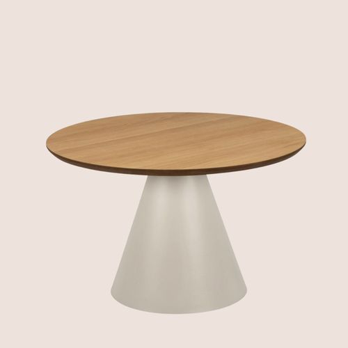 Table Basse Ronde En Bois Et Métal Grège D65 - Girolle