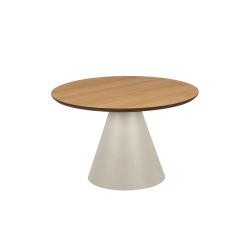 Table Basse Ronde En Bois Et Métal Grège D65 - Girolle