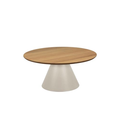 Table Basse Ronde En Bois Et Métal Grège D85 - Girolle