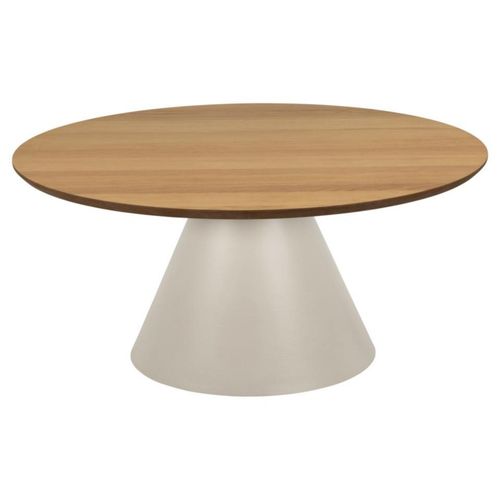 Table Basse Ronde En Bois Et Métal Grège D85 - Girolle