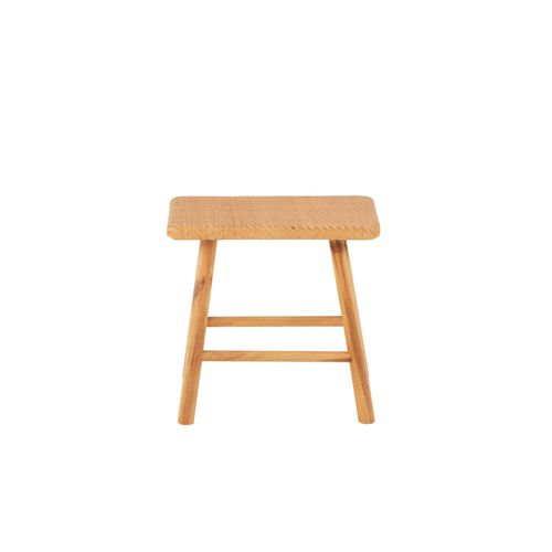 Tabourets En Pin Et Rotin Naturel (lot De 2) - Laos